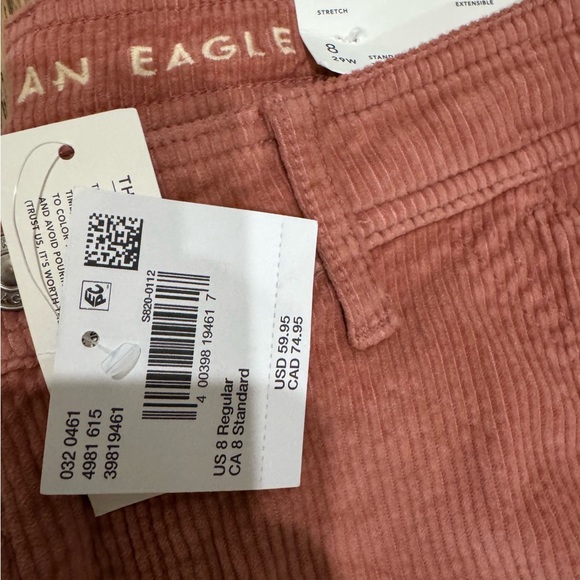 BNWT American Eagle Outfitters Super High Rise Pink Corduroy Wide Leg Cargo sz8 - Picture 6 of 8
